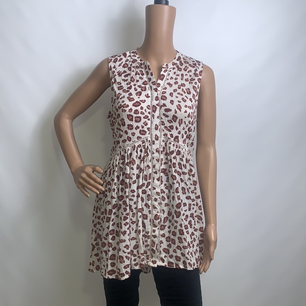 By antropologie sleeveless animal print tunic